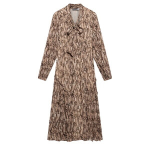 Mint Velvet Brown Snake Print Midi Dress